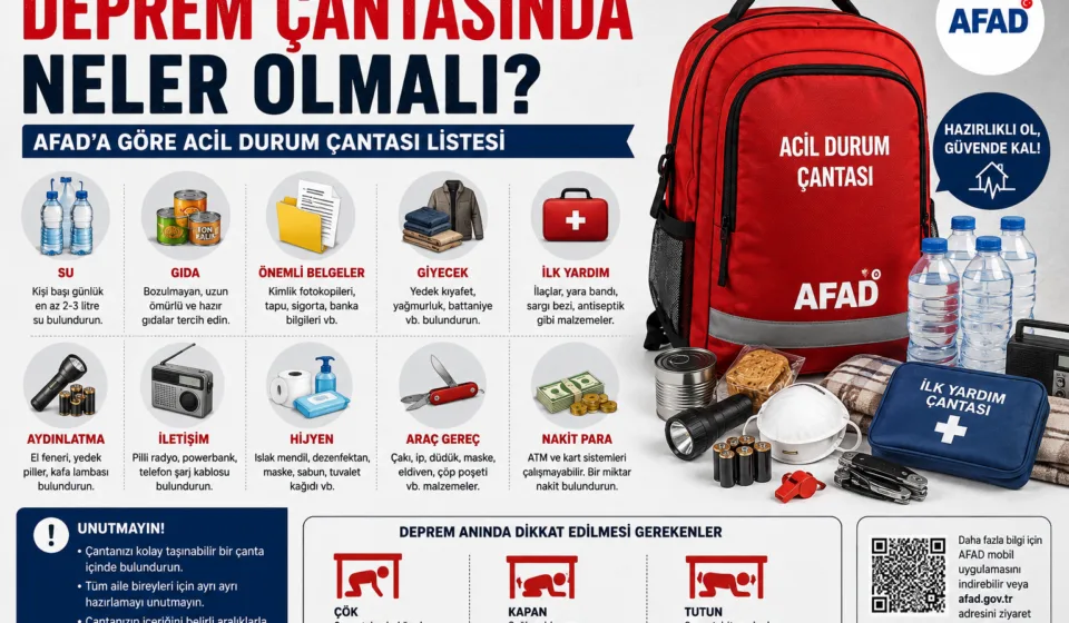 Deprem Çantasında Neler Olmalı? AFAD’a Göre Acil Durum Çantası Listesi